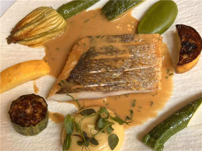 sea bream and courgettes